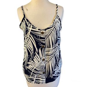 JWLovesMe Navy Blue and White Palm Tree Print Camisole